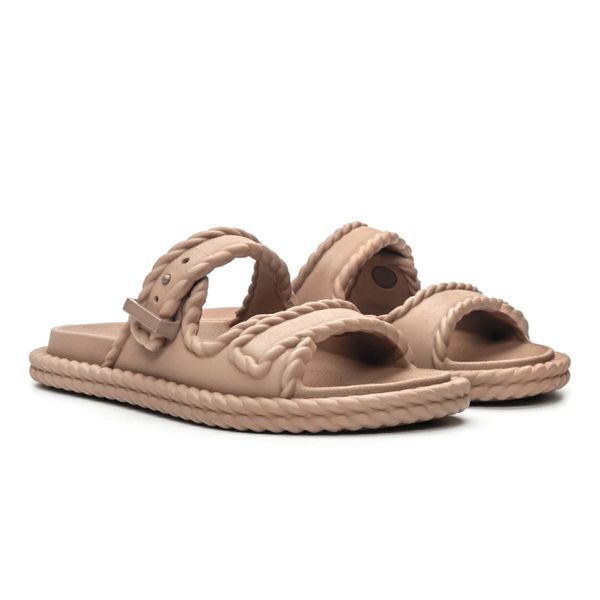 Sandalia Feminina Tranças Confort Elegant Resistente Caramelo