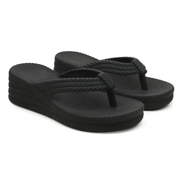 Chinelo Sandalia Feminina Tranças Confort Resistente Preto 