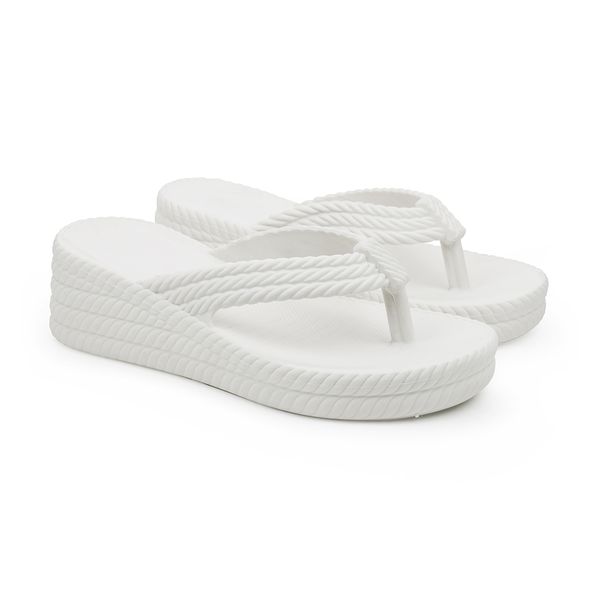 Chinelo Sandalia Feminina Tranças Confortavel Cor Off White 