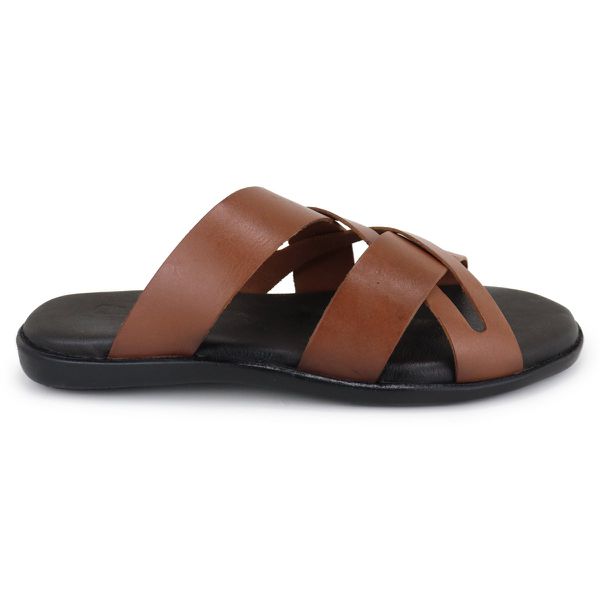 Chinelo Masculino Couro Elegante Classico 106M Marrom