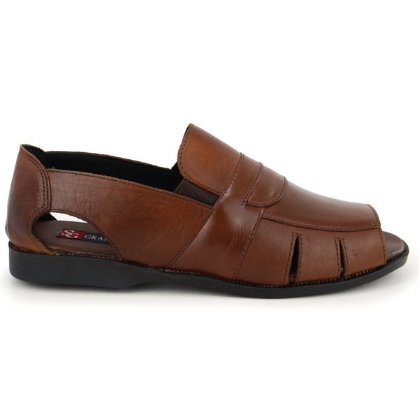 Chinelo Masculino Couro Legitimo Elegante 888M Marrom