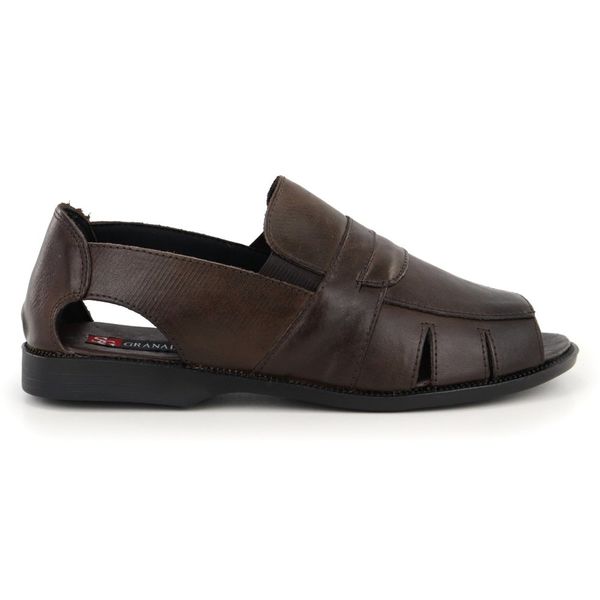 Chinelo Masculino Couro Legitimo Elegante 888C Café