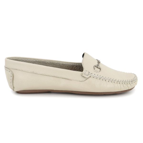 Mocassim Feminino Couro legitimo Elegante 460Off Branco