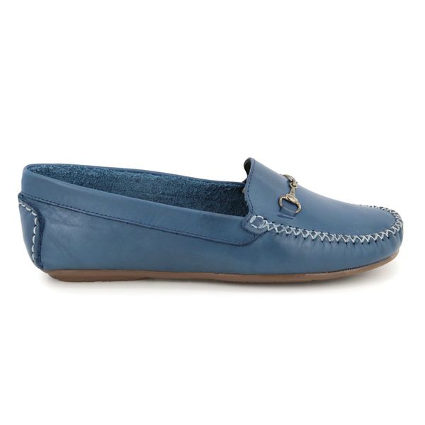 Mocassim Feminino Couro legitimo Elegante 460A Azul