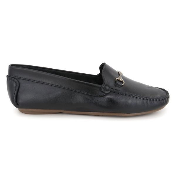 Mocassim Feminino Couro legitimo Elegante 460P Preto