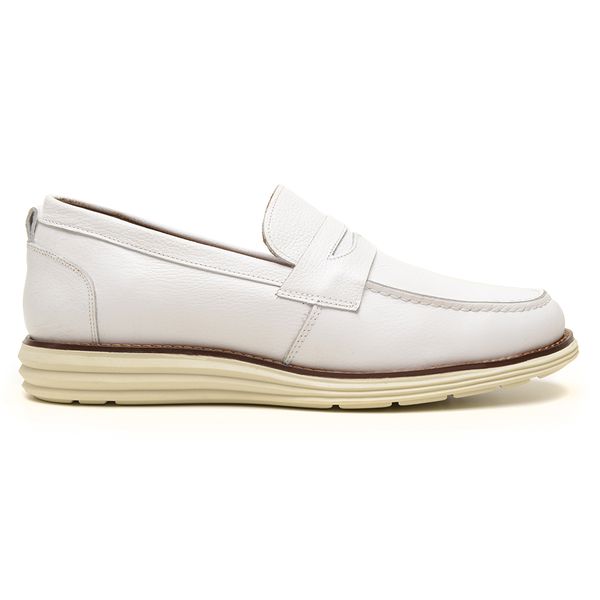 Sapato Social Masculino Couro Legitimo Elegante 12500B Branco