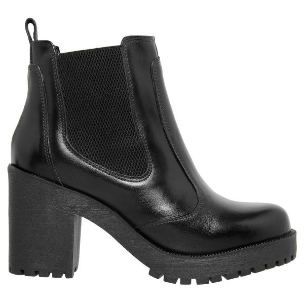 Bota Feminina Couro Legitimo Cano Curto Salto 14030P Preto
