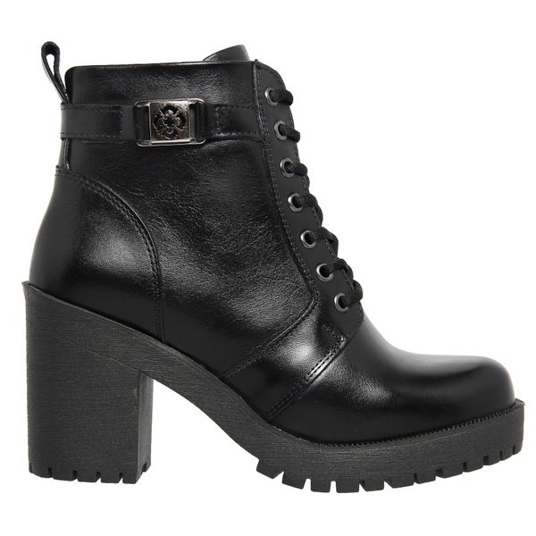 Bota Feminina Couro Legitimo Cano Curto Salto 14020P Preto