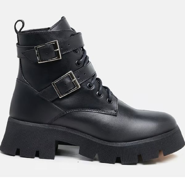Bota Feminina Couro Legitimo Cano Curto Salto 14300P Preto
