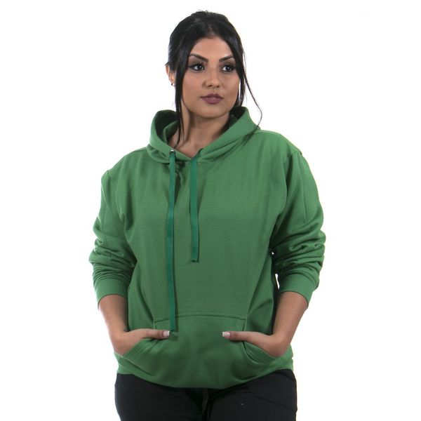 Blusa De Moletom Canguru Com Capuz Feminina Cor Verde