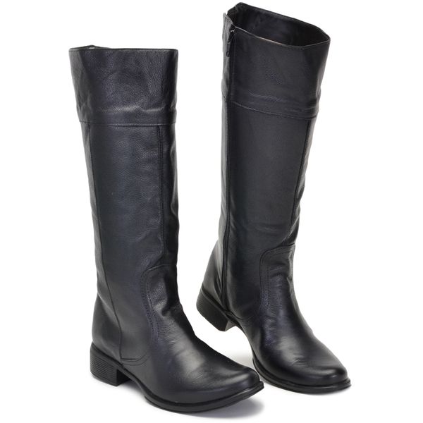 Bota CL cano alto couro legitimo cor preto
