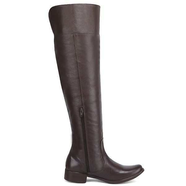 Bota cano alto feminina couro premium cor café 