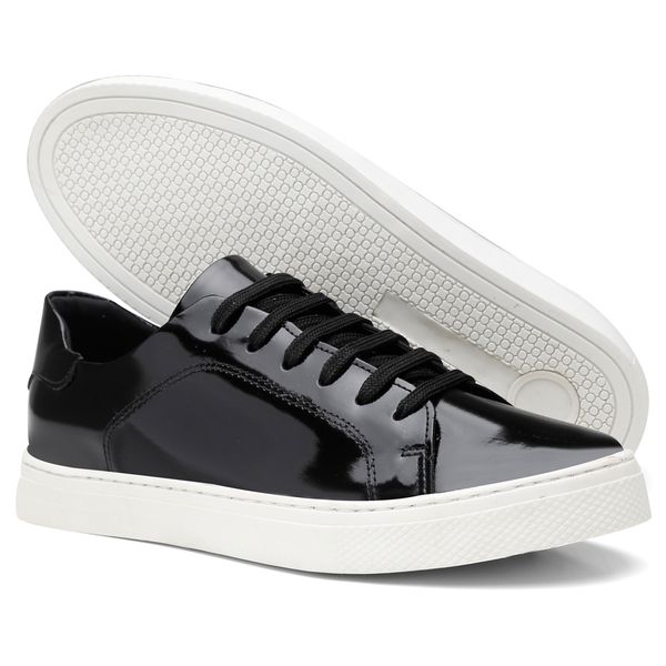 Tênis De Couro Cor Preto Verniz 25000