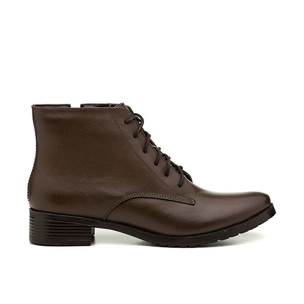 Bota Feminina Couro Botinha Coturno cor Café 260C Marrom