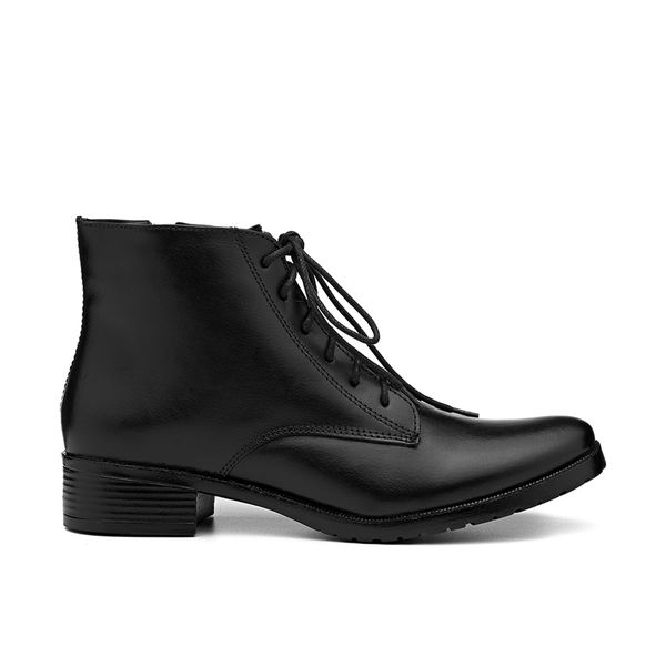 Bota Feminina Couro Botinha Coturno cor Preto 260P Preto