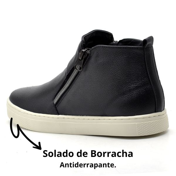 Tenis Feminino Botinha Couro Cano Baixo Hiate Elegante cor World