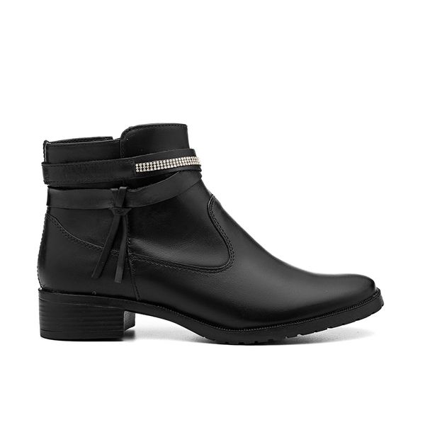 Bota Feminina Couro Botinha Coturno cor Preto 261P Preto