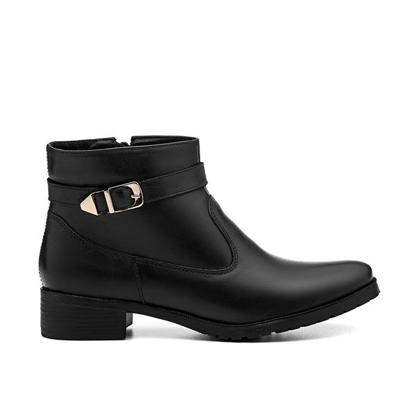 Bota Feminina Couro Botinha Coturno cor Preto 265P Preto