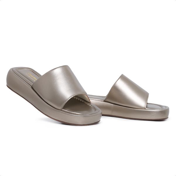 Papete Tamanco Flatform Ouro Light Dourado