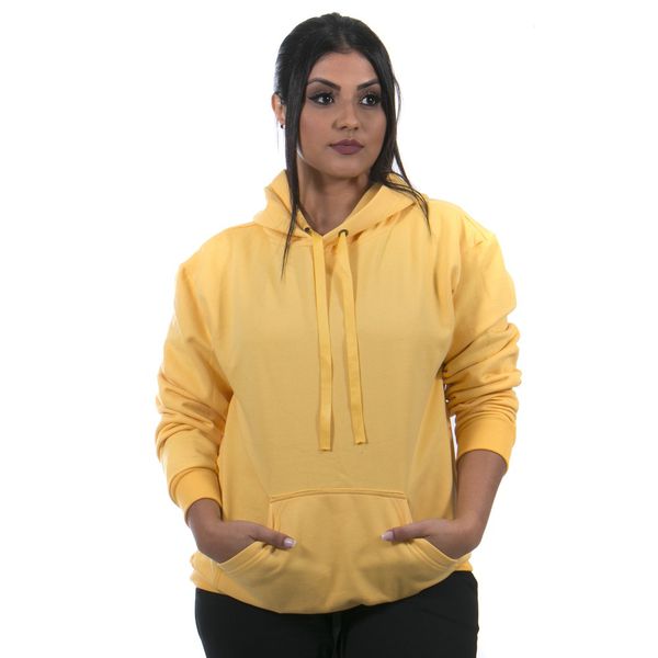 Moletom Canguru com Capuz Feminino cor Amarelo Ip Mulato