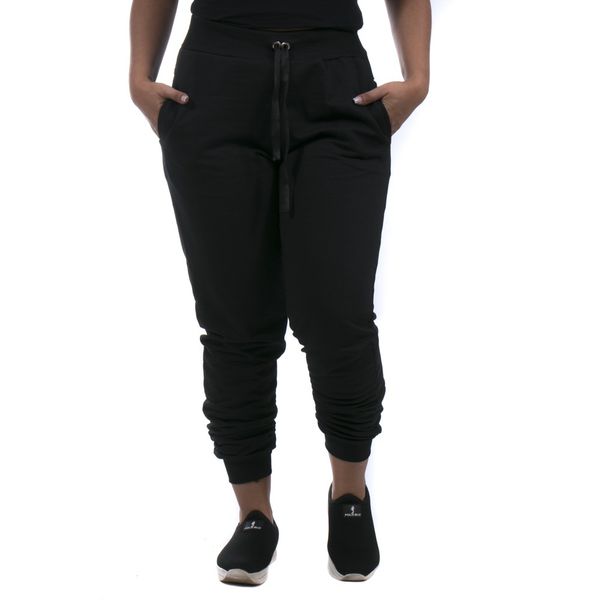 Calça Lisa De Moletom Feminina Cor Preto