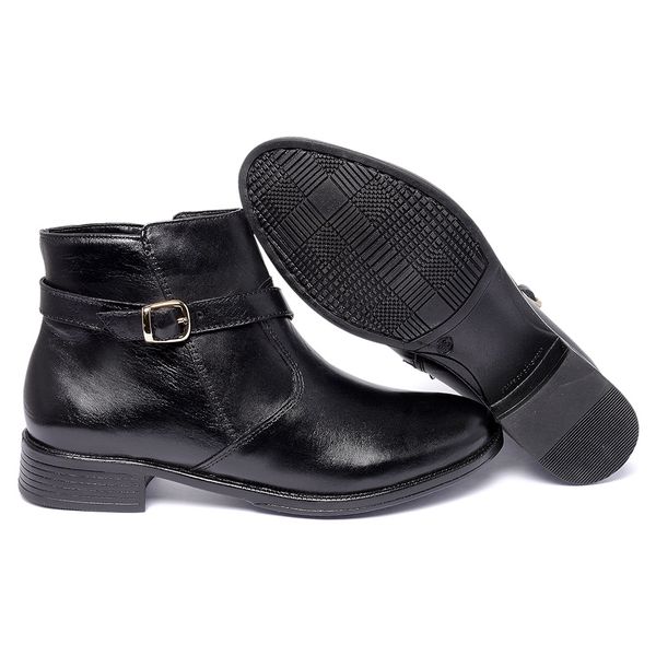 Bota Couro Legítimo Fivela Cor Preto 5841 FER