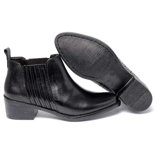 Bota Couro Legítimo Com Elástico Cor Preto 6703 FER