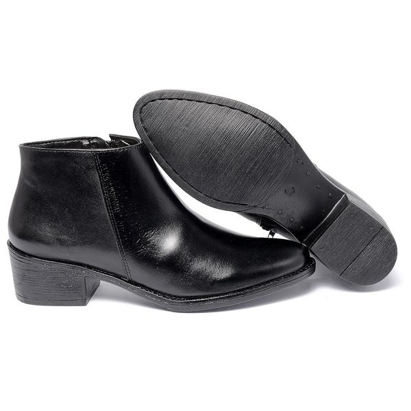 Bota Couro Legítimo Com Zíper Cor Preto 6704 FER