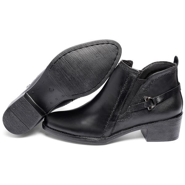 Bota Feminina Estilo Cano Curto Couro Legítimo Saltinho Cor Preto 6711