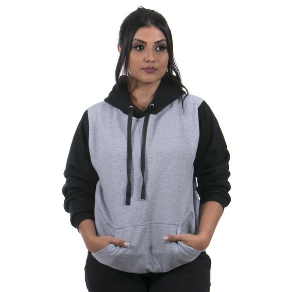 Moletom cinza com capuz feminino clearance