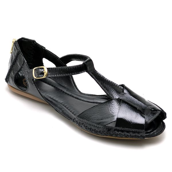 Sandalia Artesanal De Couro Cor Preto - 780
