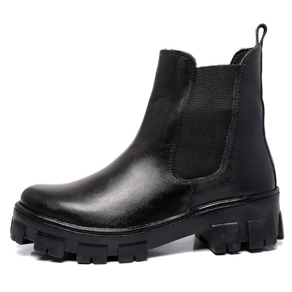 Coturno Couro Legítimo Tratorado Cor Preto 8002 FER