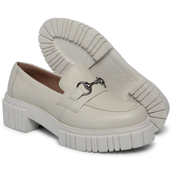 Mocassim Couro Tratorado Cor Branco 9001 FER