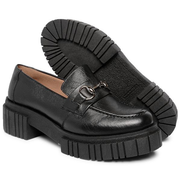 Mocassim Couro Tratorado Cor Preto 9001 FER