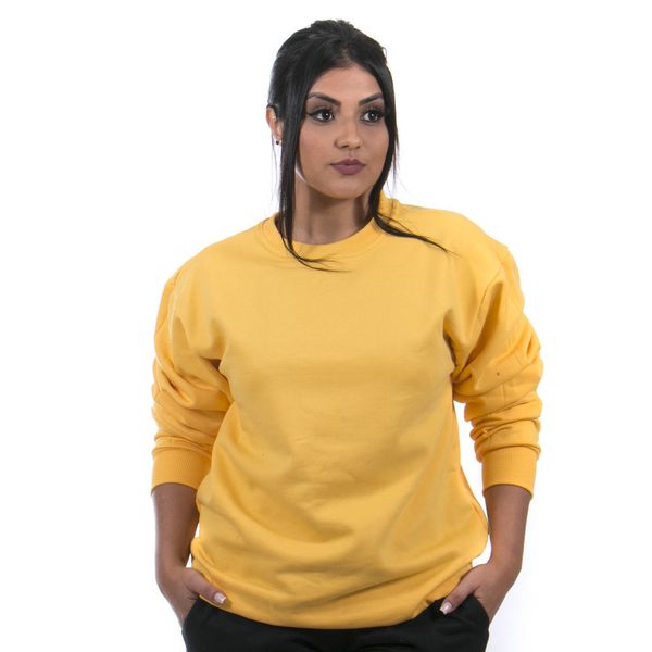 Blusa de Moletom Lisa Gola Careca Feminina cor Amarelo Ip Mulato