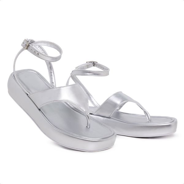 Papete Sandália Flatform Prata