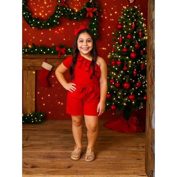 Macaquinho Babado Vermelho