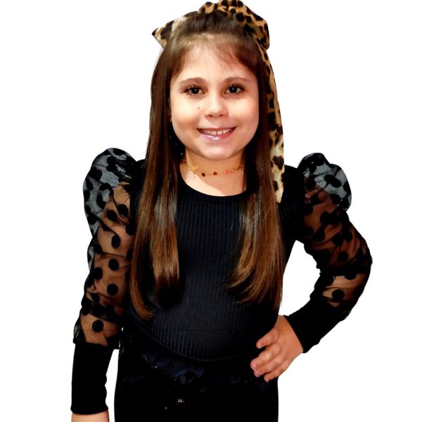 Blusa Manga Tule Preta