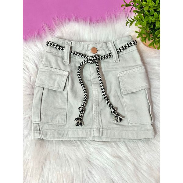 Saia Jeans Bege Destroyed