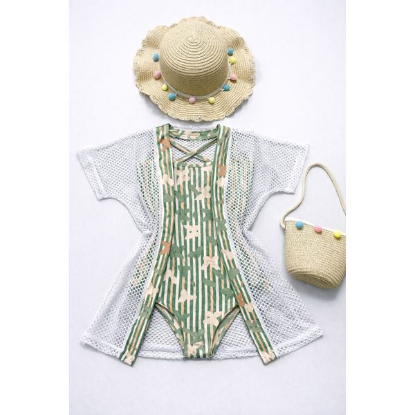 Biquíni Maiô infantil com saída de Praia estampa Borboleta