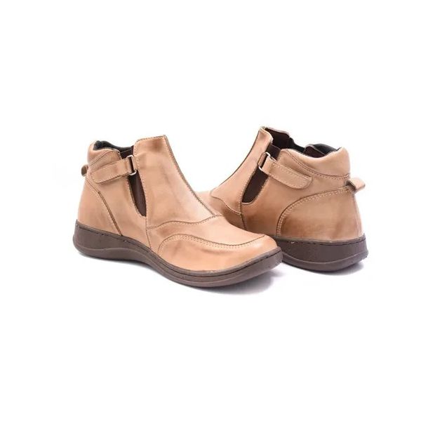 Botas Femininas com Elastico, Bota Confortavel Taupe