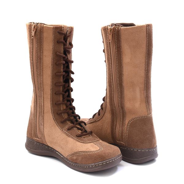 Bota Feminina Cano Longo Isttony Camurça Taupe