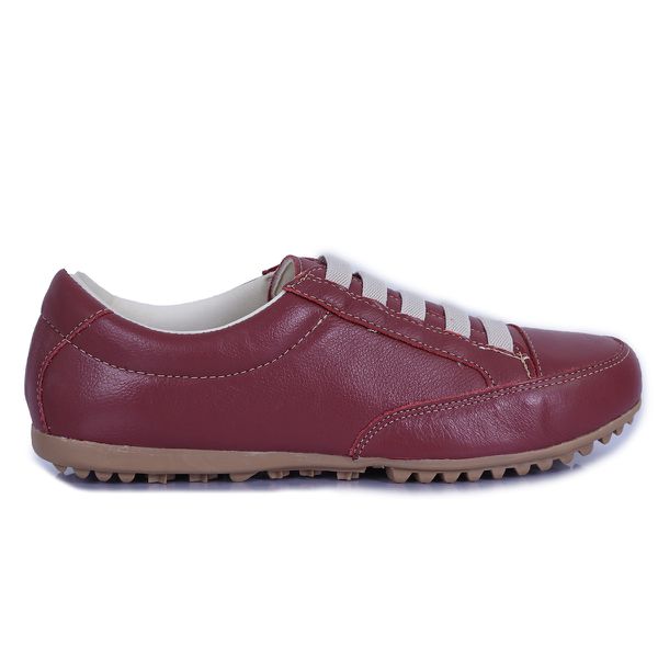 Sapatênis Feminino em Couro Legítimo de Elástico Cor Vermelho Mod.101