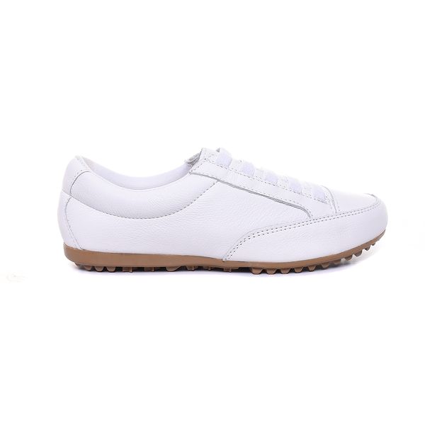 Sapatênis Feminino em Couro Legítimo de Elástico Cor Branco Mod.101