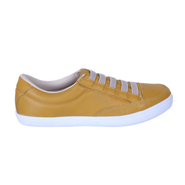 Sapatênis Feminino Casual Rasteiro em Couro de Ajuste Elástico Leve e Confortável