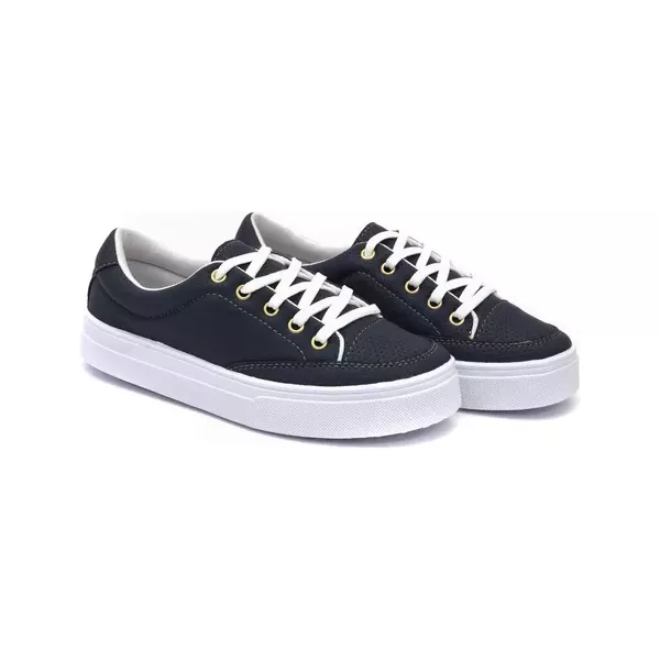 Sapatênis Casual Feminino Perfurado Cor Azul Marinho Mod. 210 - Izabela Araújo