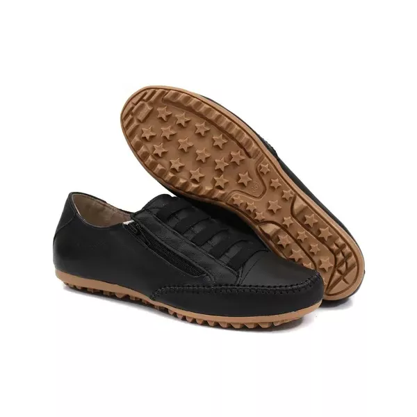 Sapat nis Feminino Em Couro Leg timo De El stico Cor Todo Preto com Z per Mod. 300
