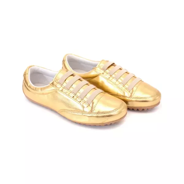 Sapatênis Feminino Couro Ecológico Vernizado Cor Dourado Mod. 801