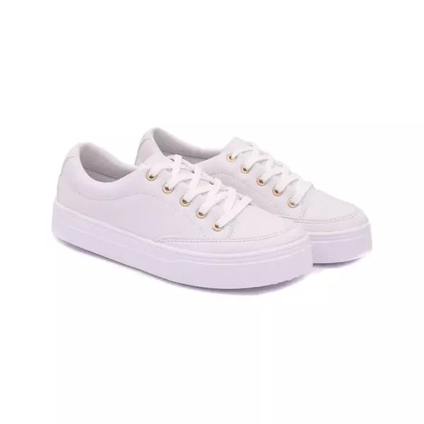 Sapatênis Casual Feminino Rasteiro Cor Branco Mod. 410 - Izabela Araújo