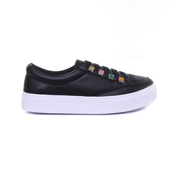 Sapatênis Casual Feminino de Ajuste Elástico Muito Confortável e Prático Para Seu Dia a Dia Cor Preto Mod. 412